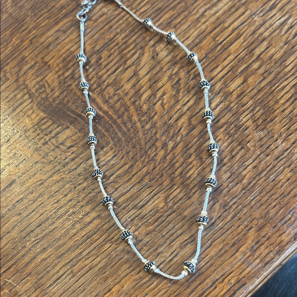 Chic Silver And Black Beaded Necklace 15$